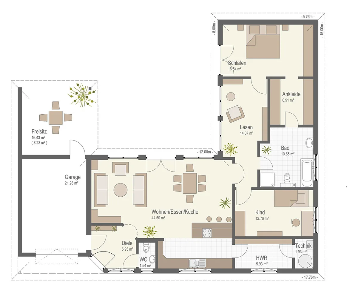 Grundriss von Bungalow 159